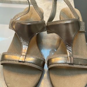 AVENUE Sandals with 3” Heel, Gold Metallic, Size 8W